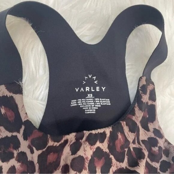 Varley Sherman Leopard Print Longline Racerback Sports Bra Size XS Mob Wife - Picture 4 of 6